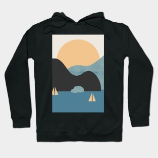 Landscape Art - Mountains Hiking - Sunset Adventure - Blue Lagoon - Seaside Art - Sunrise Mountains Hoodie